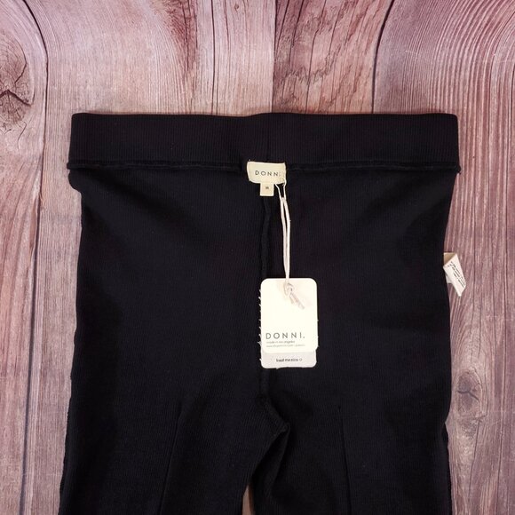 NWT Donni Womens Size Medium The Rib Kick Flare Bell Bottom Pants Black - Picture 7 of 14